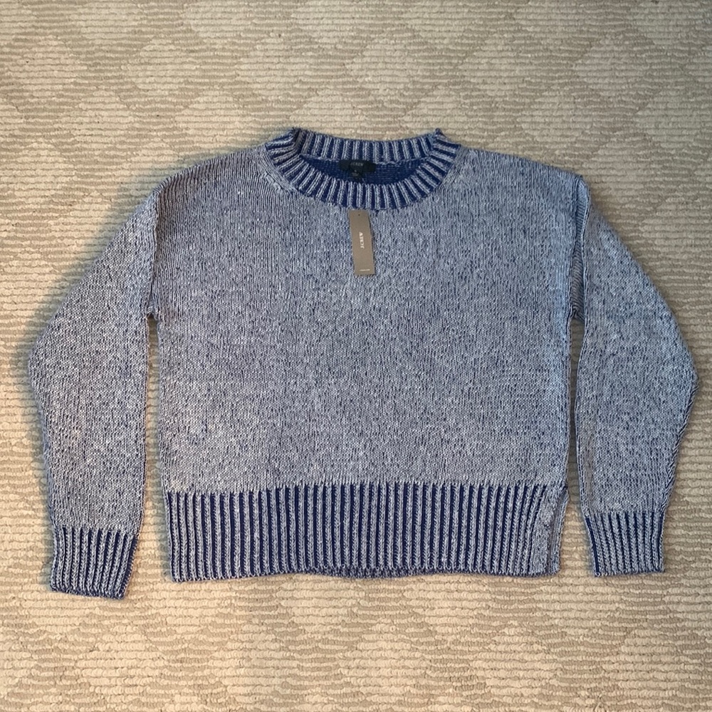 NWT J. Crew blue boxy cut cropped sweater size small